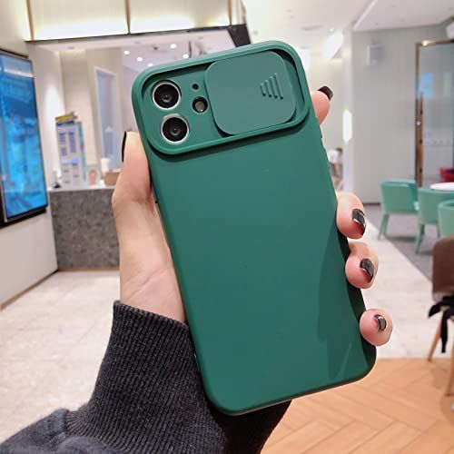 HUILUN Panda HUILUN Camera Lens Protection Liquid Silicone Case on For iPhone 11 12 Pro Max 8 7 6 6s Plus Xr Xs Max X 13 12 Lens push and Pull Cover,DRAK GREEN,For iPhone 13 Pro