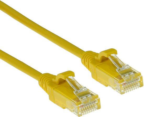 ACT Gele 1 meter LSZH U/UTP CAT6 datacenter slimline patchkabel snagless met RJ45 connectoren - DC9801
