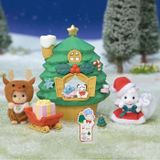 Sylvanian Families Mini-figurines, Maison du Père Noël (Édition Limitée), Bébés Panthère des neiges et Chien caramel, avec accessoires, avec vêtements amovibles