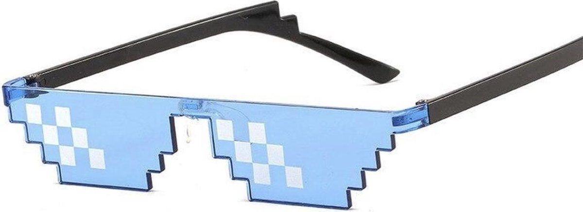 Minecraft Thug Life Zonnebril 6 Pixel Bril - Deal with it - Blauw