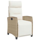 VidaXL Chaise de jardin réglable avec table d'appoint poly rotin beige