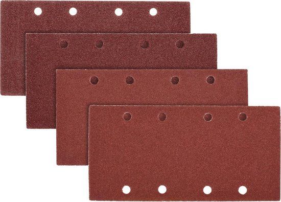 Navaris 25x rechthoekig klittenband schuurpapier - P40, 60, 80, 100 korrelig schuurpapier voor vlakschuurmachine - Voor hout en metaal - 93 x 187 mm