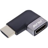 InLine 17991E HDMI Adapter A Stekker naar A Bus, 90 Graden Hoek Links, 8K UHD, Vergulde Contacten, Aluminium Behuizing