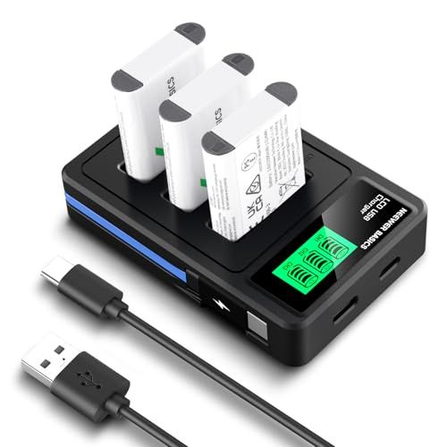 NEEWER Basic NP-BX1 vervangende accu's met drievoudige USB-oplader, 1090 mAh, camera-voeding, compatibel met Sony ZV1, ZV-1 II, Cybershot RX100, RX100II, RX100M II, HDR-AS15, HDR-AS30
