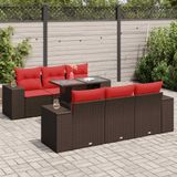 Maison Exclusive - Ensemble de meubles de jardin 7 pièces avec canapé, coussins inclus, en polyrotin marron avec un cadre en bois d'acacia
