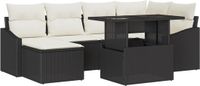vidaXL Salon de jardin 7 pièces noir et crème polyrattan