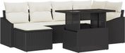 vidaXL Tuinbank Set 7-delig Zwart en Crème Polyrattan