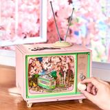 Sakura Boîte à musique en bois à assembler, 283 pièces, scène de cerisier en fleurs