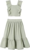 Vertbaudet Ceremonie-set blouse en rok met volant voor meisjes saliegroen