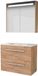 Basic-Line Premium 39 Badkamermeubelset - Ondiep - 80 x 39 cm - Met Grepen - 2 Lades - Keramische Wastafel - 1 Kraangat - Spiegelkast met LED Verlichting - Whisky Oak