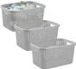 Plasticforte Panier à linge - 3x - 35 litres - rotin - gris clair - plastique