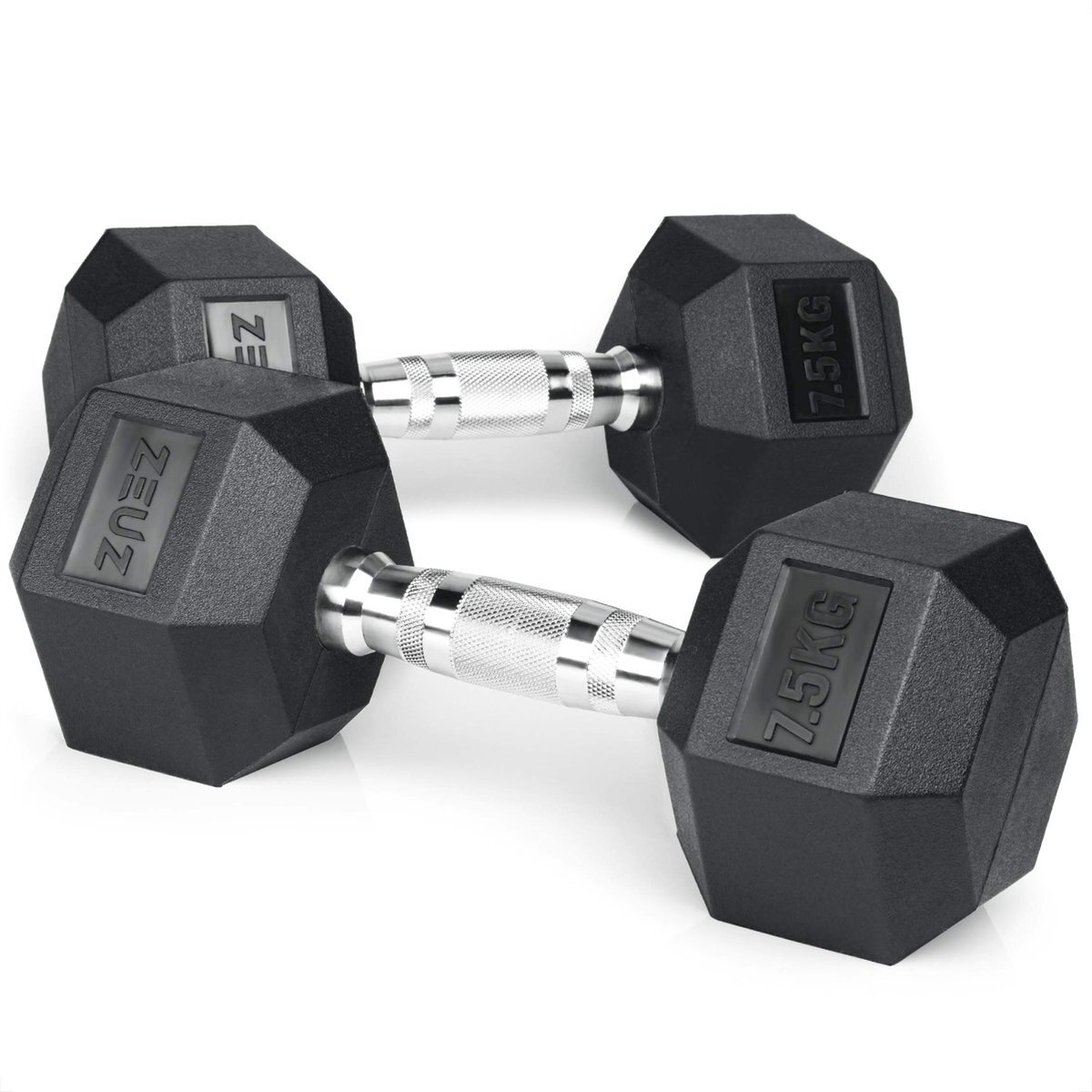 ZEUZ ZEUZ® Hexa Dumbbells Set 2 x 7,5 KG – Hexagon Gewichten Dumbbellset – Crossfit, Fitness & Krachttraining Dumbellset