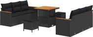 vidaXL Banc de jardin 9 pièces noir polyrattan