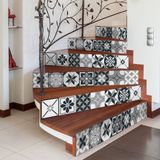 Ambiance Sticker Zelfklevende trap, tegels, trap, Lisa, zelfklevend, voor trap, cementtegels, 2 stroken van 15 cm x 105 cm