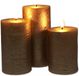 Merkloos Bol LED kaarsen/stompkaarsen - set van 3x - goud - wax - met timer - D7 cm