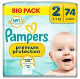 Pampers Premium Protection Luiers Maat 2 (4-8 kg) - 2 x 74 stuks