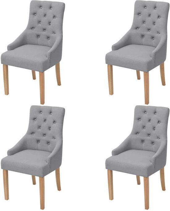vidaXL Eetkamerstoelen 4 stuks stof lichtgrijs