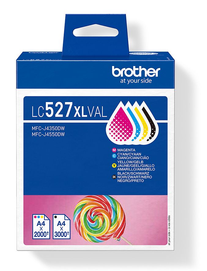 Brother LC527XLVAL Value Pack Ink Cartridge - Black, Cyan, Magenta, Yellow - 4 Pack