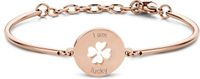 CO88 Collection Inspirational 8CB 90342 Stalen Armband met Hanger - Klaver en I am Lucky 17 mm - One-size - RosÃ©kleurig