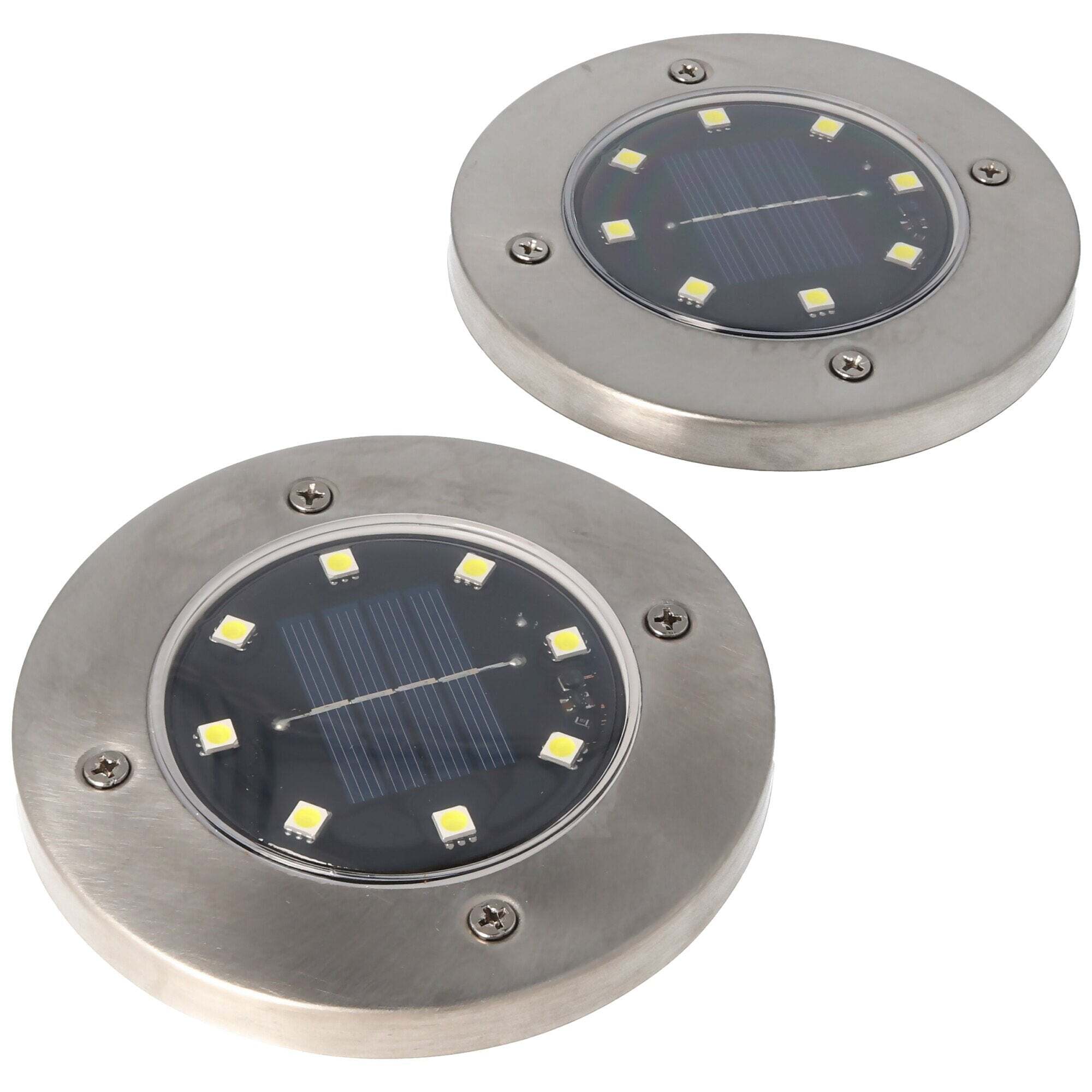 ez solar Set van 2 LED vloerspots op zonne-energie, roestvrij staal, waterdicht IP44, inclusief NiMH AA 2.3V