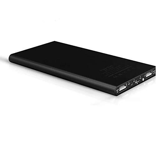 Shot Case Externe accu, plat, voor Oneplus 7, smartphone, tablet, universele oplader, powerbank, 6000 mAh, 2 USB-poorten, zwart