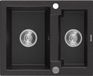 Mexen Carlos granieten gootsteen 1,5-komorowy 582 x 475 , zwart/zilver metallic, sifon chroom