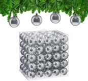 Relaxdays Kerstballen set van 100 - Ø 6 cm - glanzend - kunststof - zilver