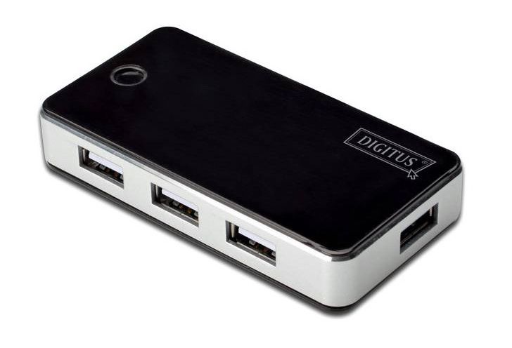 Digitus DA-70222 USB 2.0 Hub - 8 Ports - Black/Silver