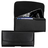 kwmobile Hoesje met clip voor broekriem - Telefoonhoesje met pasjeshouder - 17,2 x 8,5 cm Hoes met broekclip in zwart