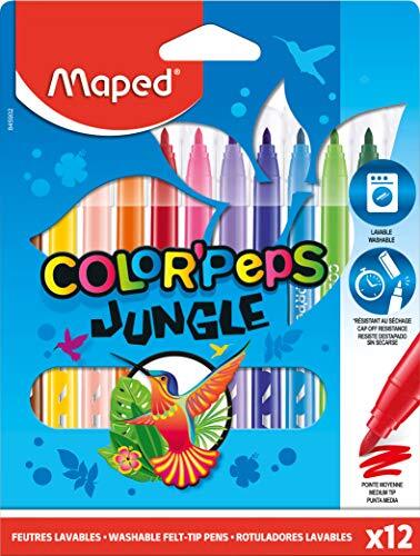 Maped Kleur Peps Jungle kleuren vilt tip pennen (Pack van 12), 845902