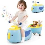 Costway TQ10407NY - Jouet d'éveil avec remorque, lumières et musique - 12 mois et plus - Bleu