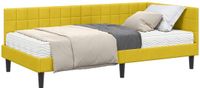 vidaXL Hoekbedframe met Matras Geel Fluweel 90 x 200 cm