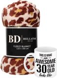 Bellatio Design Cadeau verjaardag 30 jaar vrouw set - Fleece plaid/deken panter print met Awesome 30 year mok
