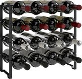 HOMCOM Wijnrek Metaal Zwart 42,5L x 16,5B x 41H cm