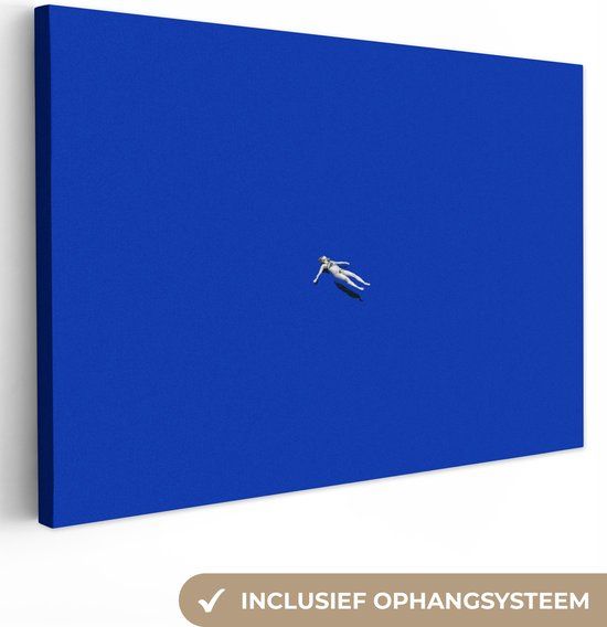 OneMillionCanvasses Canvas Schilderij Vintage - Blauw - Vrouw - 30x20 cm - Wanddecoratie