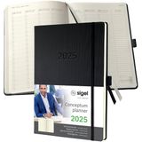 Sigel Conceptum weekagenda - A4+ - 2025 - verticale layout - zwart - hardcover