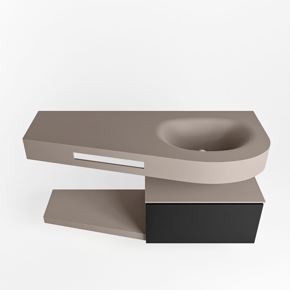 Mondiaz Riva Dulcet badkamermeubel rechts 120 smoke en urban - 120 x 50 x 53 cm