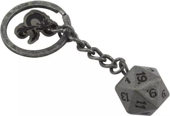 Dungeons & Dragons D20 Sleutelhanger - Zilver/Zwart - Vrouwen - Film & Series Merchandise