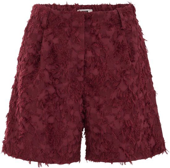 WE Fashion Dames short met structuur Vintage red Maat 42