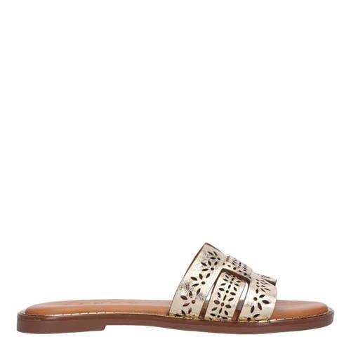 Tango leren slippers goud