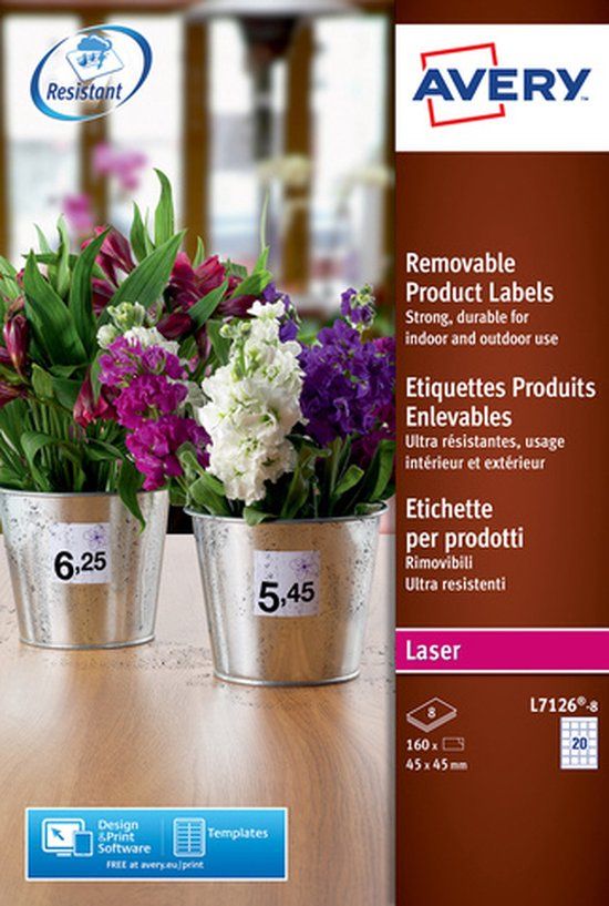 Avery L7126-8 printeretiket Wit 45 x 45 mm 160 stuks