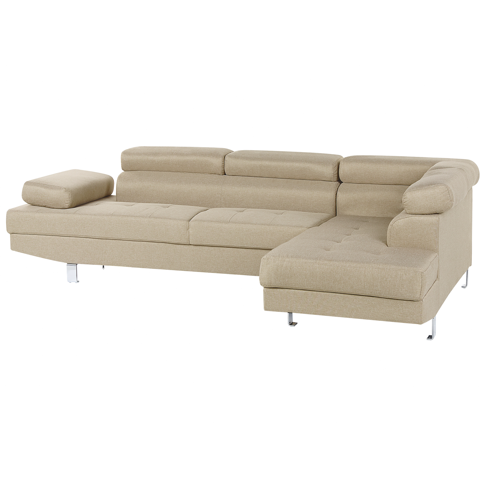 Beliani NORREA - Corner Sofa - Beige - Left Side - 260 cm - Polyester