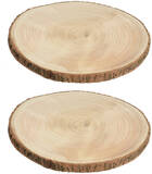 Bellatio Decorations 2x Wooden Decoration Tree Bark Tree Slices D26 cm - Hobby Material Tree Bark Slices - Christmas Decoration