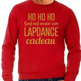 Bellatio Decorations Foute kersttrui/sweater voor heren - Hohoho lapdance cadeau - rood - glitter goud L