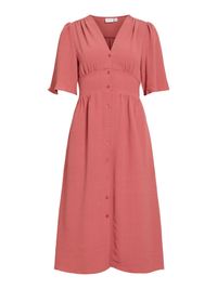 VILA maxi-jurk VISKOV korte mouwen Rose Brown1