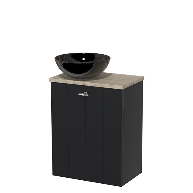 Maxaro Modulo Toiletmeubel 41 cm - Mat Zwart - Lichtgrijs Eiken
