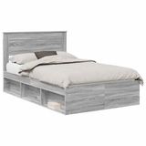 vidaXL Bedframe Grijs Sonoma 120 x 190 cm Bewerkt Hout