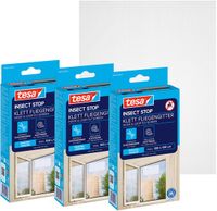 tesa INSECT STOP H&L Fly Screen for Window - hor met klittenband, op maat snijden, zonder boren, wit - 3x 100 x 100 cm