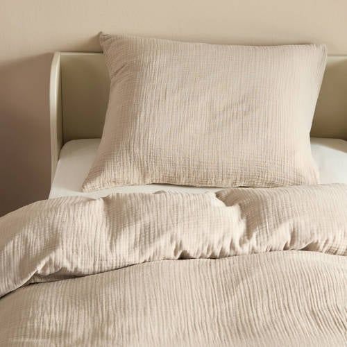 NOUS Kids mousseline dekbedovertrek kinderbed (120x150 cm) Beige Effen