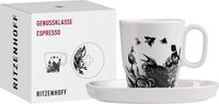 Ritzenhoff Tasse à expresso 95 ml – Série Genussklasse nr. 2 – set avec soucoupe, en porcelaine, pièce de design, noir, jaune, orange, lilas, rouge, rose, bleu